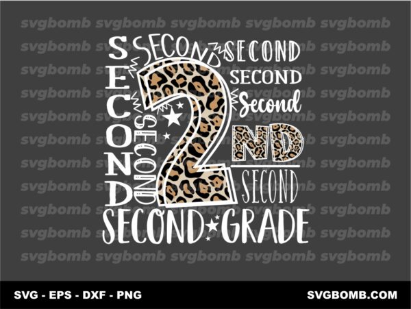 2nd grade leopard png for back to school, first day of school, printable file