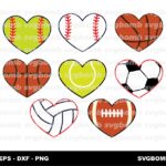 Valentine Svg Sport Basketball Football Love