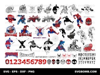 Alphabet Spiderman SVG Font Vector