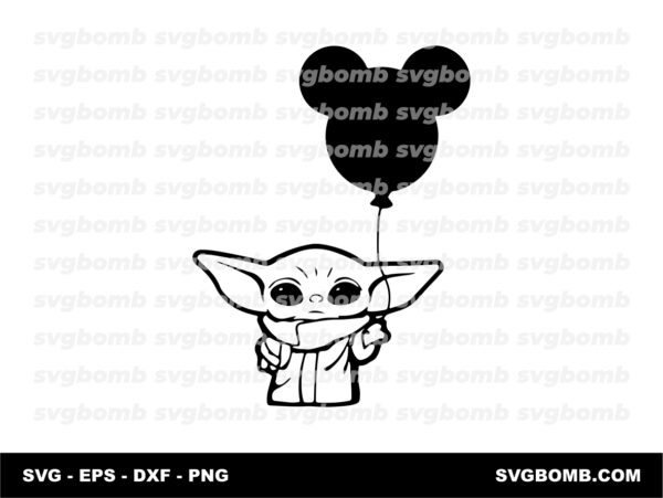 Baby Yoda Micky Mouse Balloon Cut Files Download