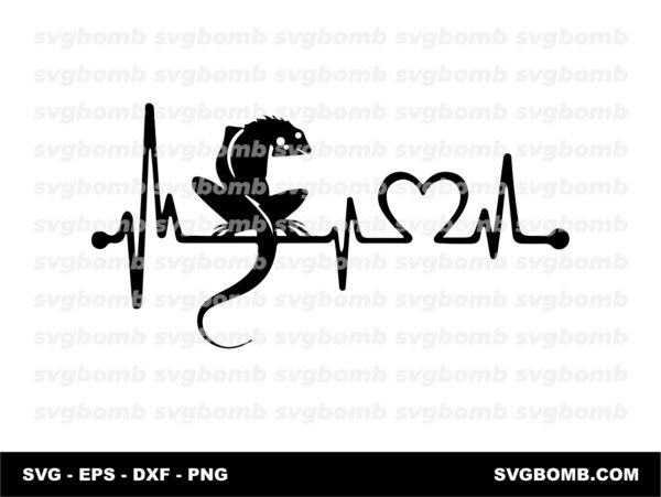 Cartoon Lizard Heartbeat Lifelin, Decals SVG, JDM Sticker Vector