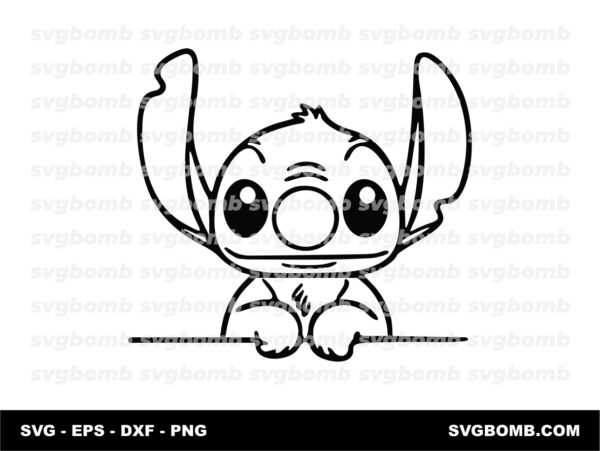 Cute Stitch Outline for Sticker Projects