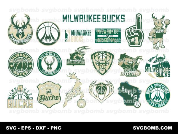 Milwaukee Bucks SVG Bundle, NBA Logo Vector Set