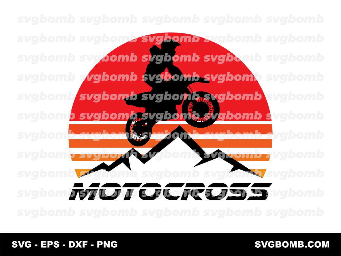 Motocross Sunset Mountain SVG file for Cricut