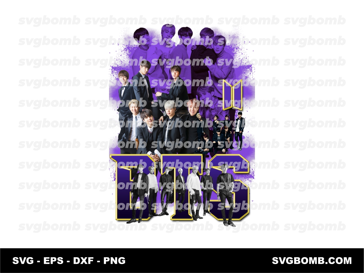 Purple BTS PNG Transparent for DTF