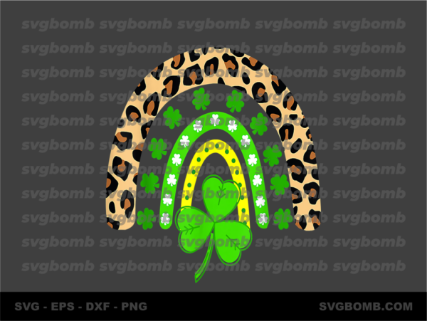 Rainbow Leopard Shamrock Lucky PNG for St. Patrick's Day.