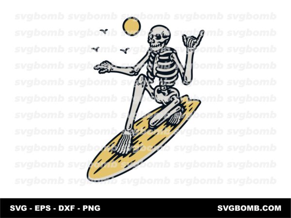 Skeleton Surfer PNG T-Shirt Design
