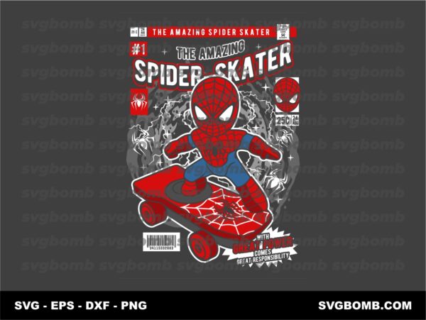 Spiderman DTF Design for Black T-Shirt PNG