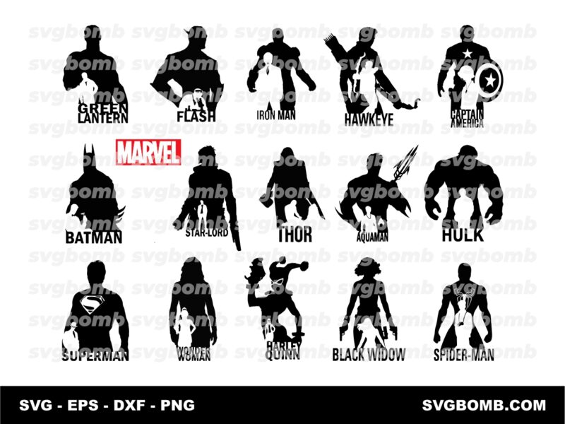 Avengers Character Cut Files Download (SVG, PNG, EPS, DXF)