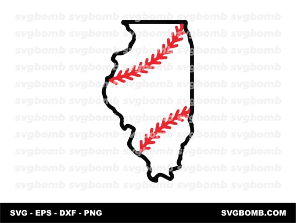 Illinois Outline Baseball Map Stock Design