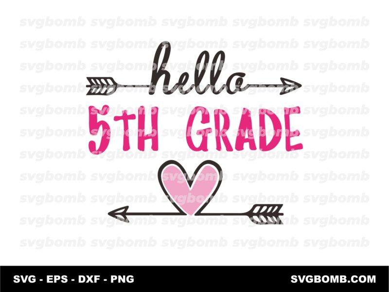 Kindergarten Hello 5th Grade SVG Cut File PNG