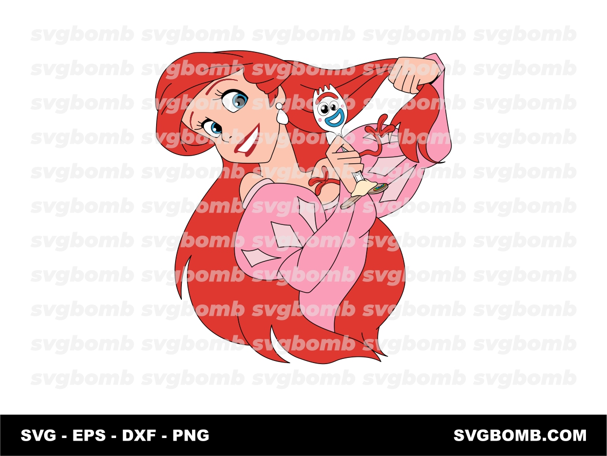 The Little Mermaid Ariel Princess with Forky (SVG, PNG, EPS, DXF)