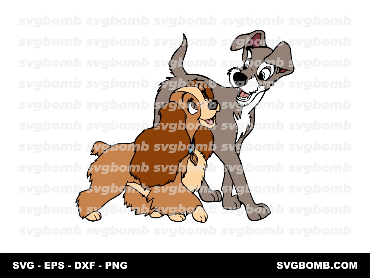 Cartoon Lady And The Tramp Sweet Vector PNG SVG