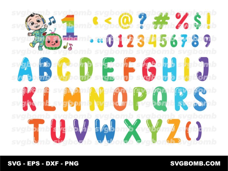 Cocomelon Logo and Full Alphabet Birthday Download