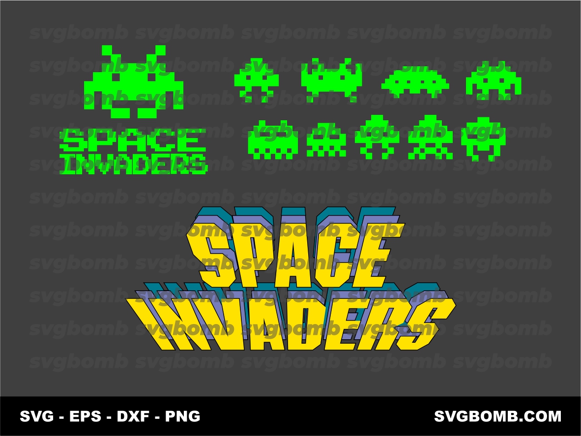Space Invaders Logo SVG Clipart