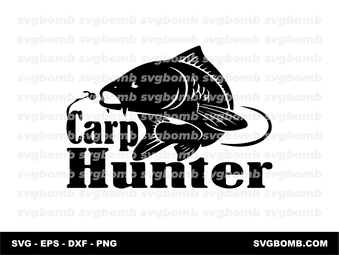 Black Fishing and Carp Hunter Silhouette Cut Files
