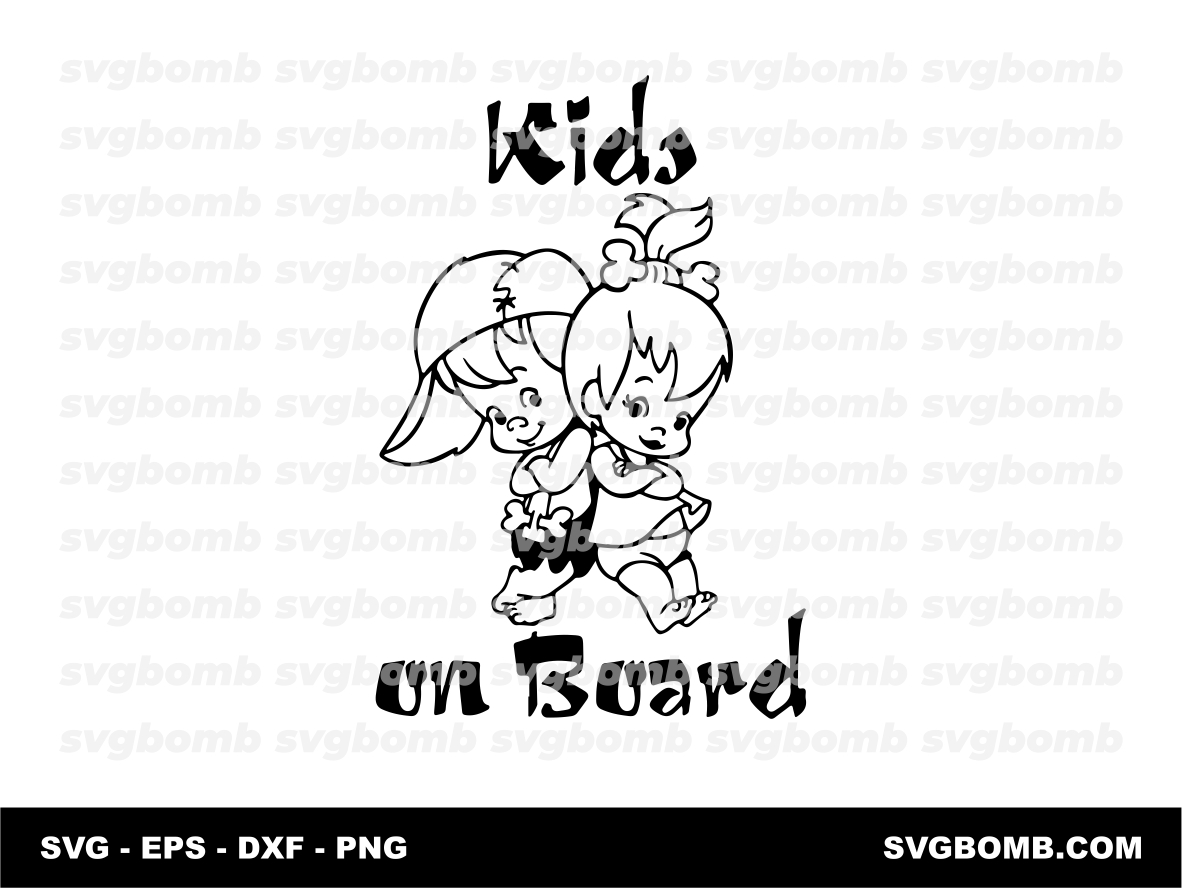 Cute Cartoon Warning Kids On Board SVG