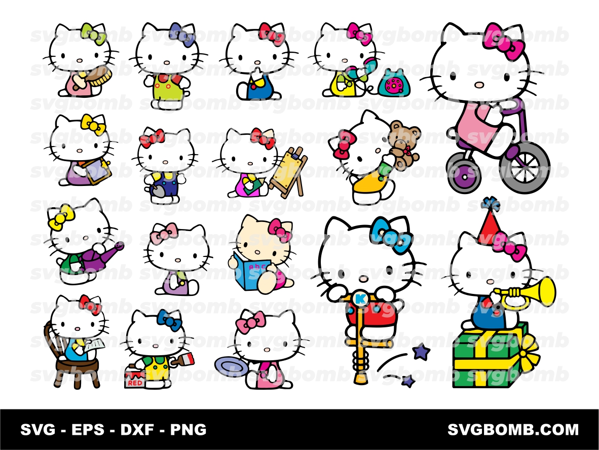 Hello Kitty SVG Cut Files PNG EPS 2024