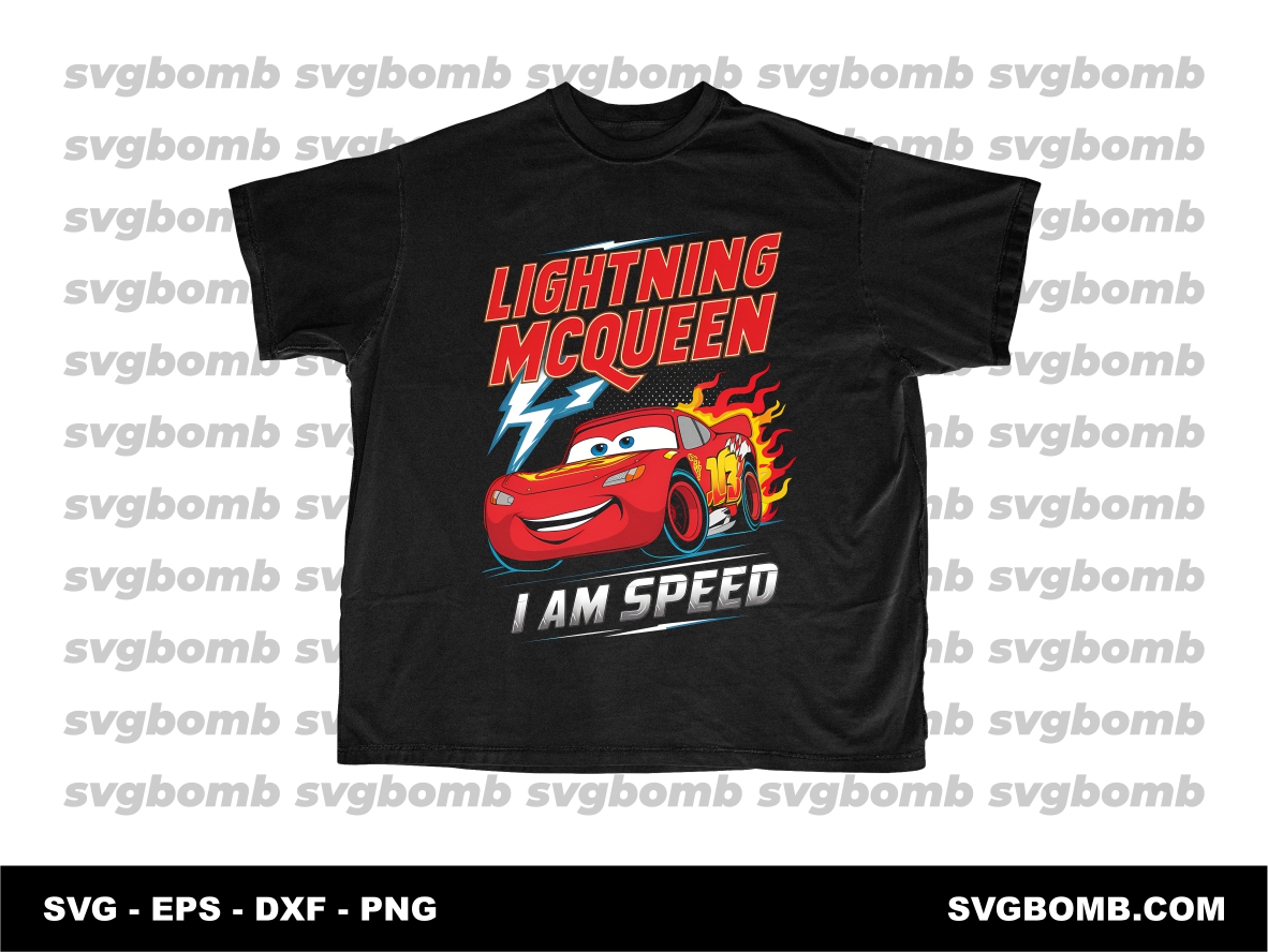 Lightning McQueen PNG DTF Knockout Black Ready to Print