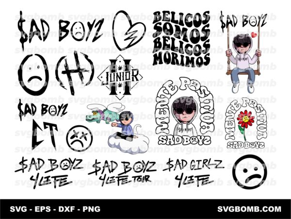 Sadboyz SVG, Sad Boyz 4 Life SVG, Junior H PNG, Corridos Tumbados SVG