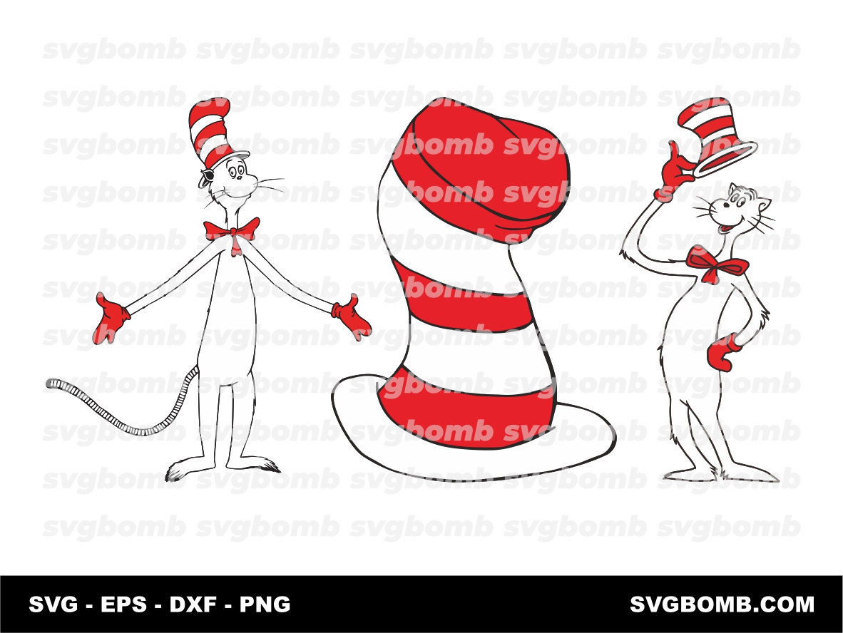 The Cat in the Hat Dr Seuss SVG PNG Vector