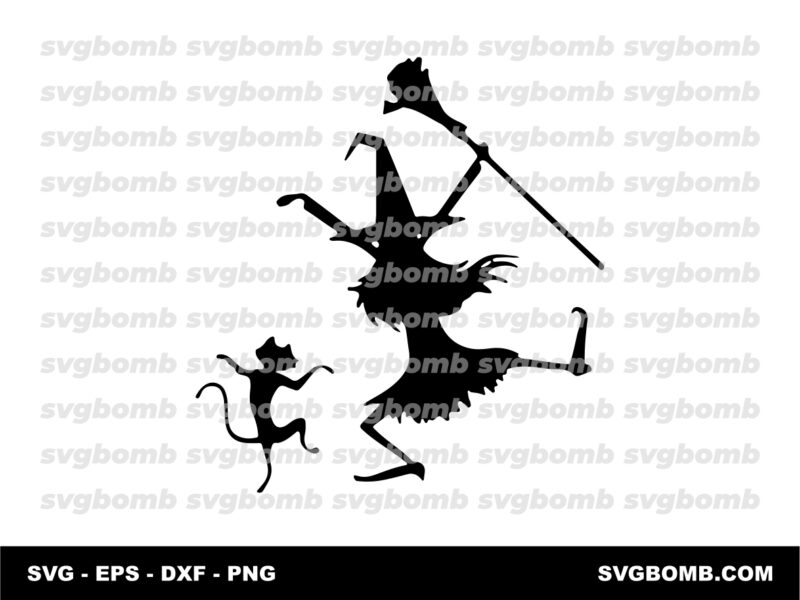 Dance Witch and Cat SVG