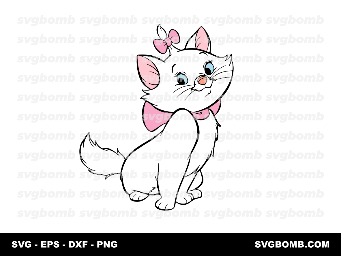 Cute Marie Cat SVG Layered Vector